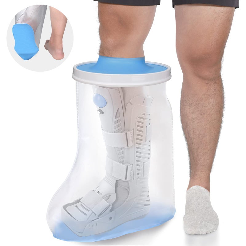 DNEOUXI Waterproof Extra Wide Leg Cast Cover for Shower Extra Large Watertight Foot Protector Cover with NonSlip Bottom for Plus Size Adults Surgery Casts Boots Fits Leg Size 1229